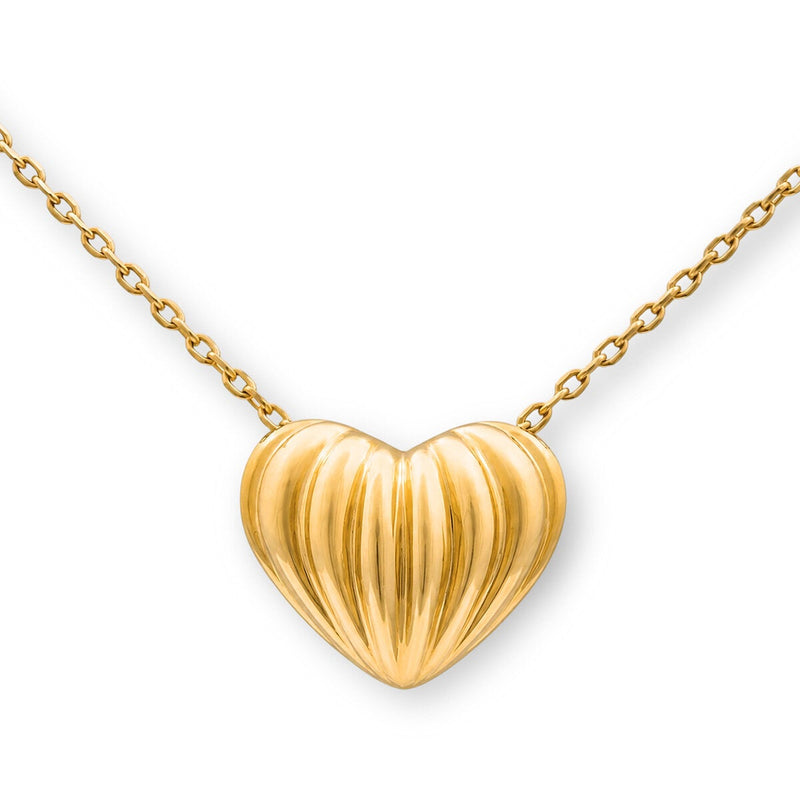 14ct Yellow Gold Textured Heart Pendant