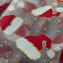 Christmas Glitter Organza Voile Fabric 60", Santa Hats