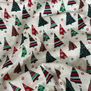 Christmas Trees Xmas 100% Cotton Fabric 54", Cream