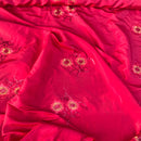 Red Taffeta Fabric Floral Sequins Embroidery Dress Material 60"
