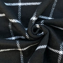 Schwarzer Tweed-Wollmischstoff mit Hahnentrittmuster, Blau