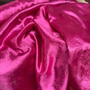 Cerise Pink Satin Fabric Small Silver Gemstones Dress Draping Material 60"
