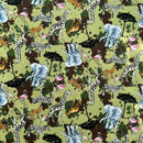 Pattern of safari animals on a green background
