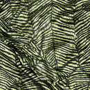 Green Black Zebra Print Velvet Dress Elastic Waist Textured Animal Print