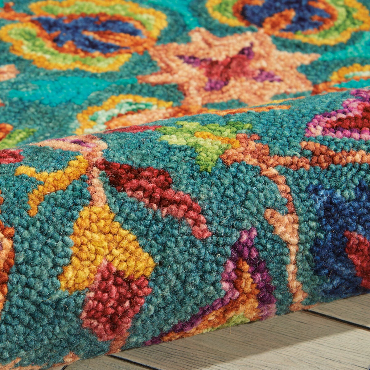 Nourison Vibrant Wool Teal Rug
