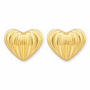 14ct Yellow Gold Textured Heart Stud Earrings
