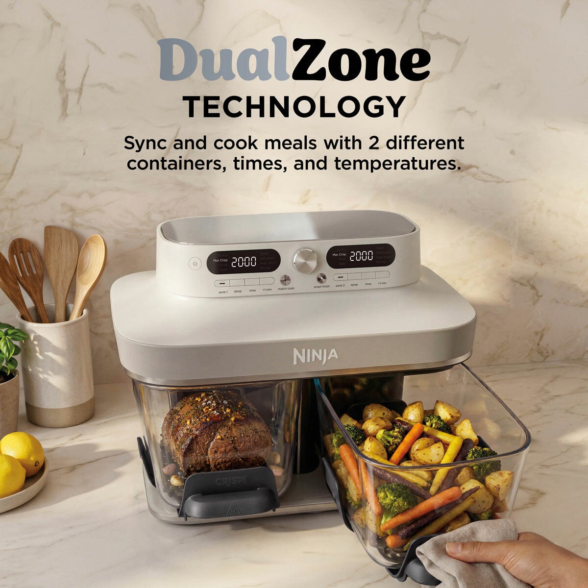 Ninja CRISPi DualZone 8-Function Glass Air fryer in 2 Colours