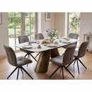 Albania Ceramic Extending Dining Table + 6 Grey Swivel Chairs (Seats 6-8)