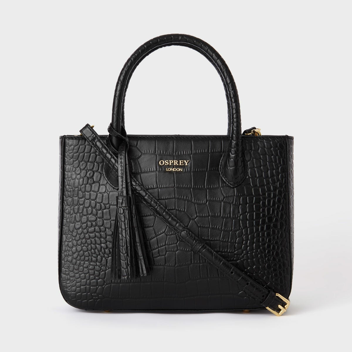 Osprey Belgravia Leather Crossbody Grab Bag - Black