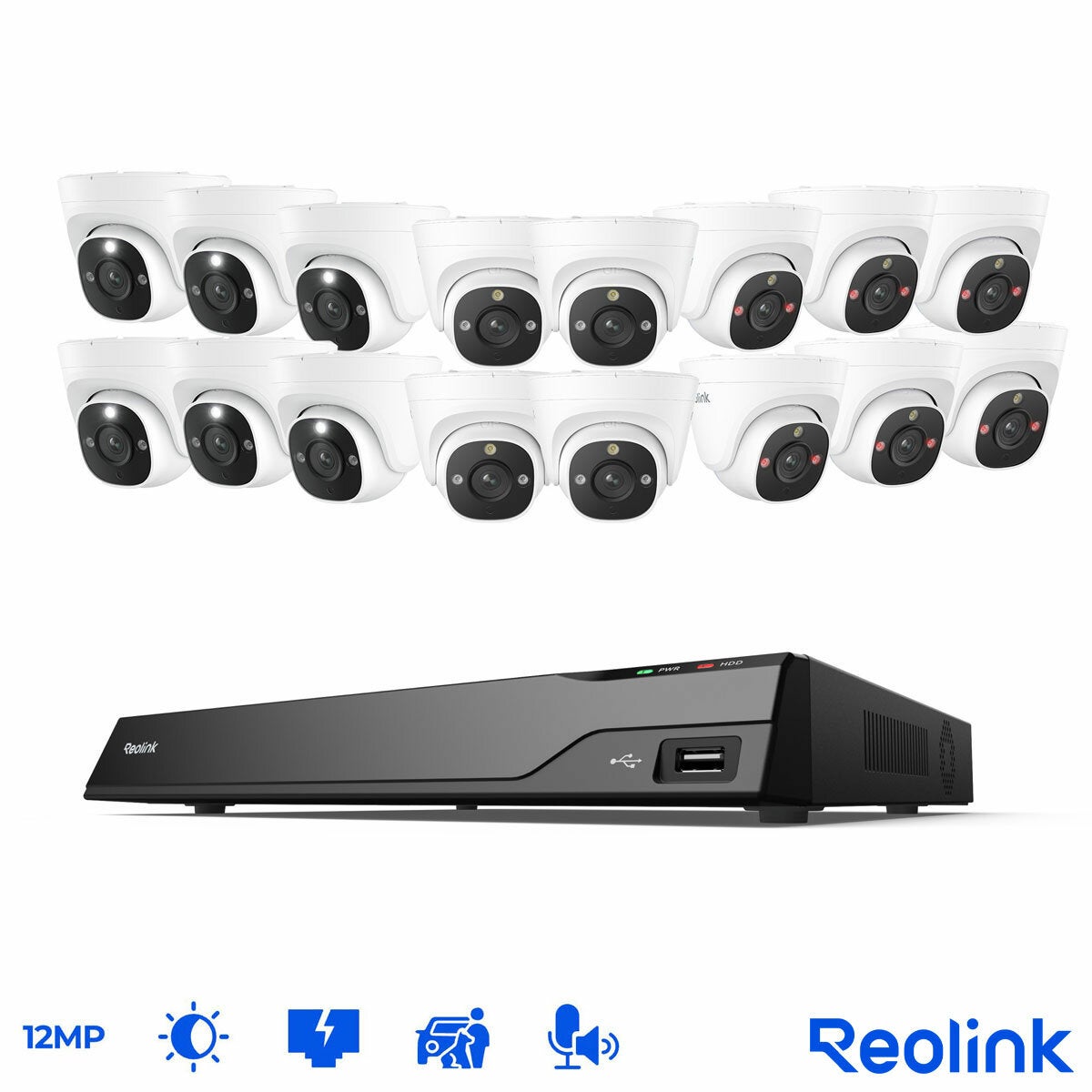 Reolink 12MP (4K+) UHD NVR PoE 16 x Channel / 16 x Turret Cameras with 4TB HDD