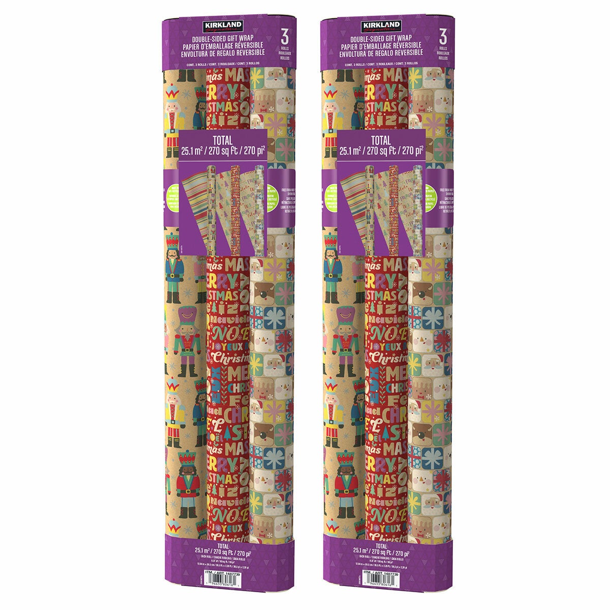 540 Sq ft Christmas Trio Wrap Pack - Brights