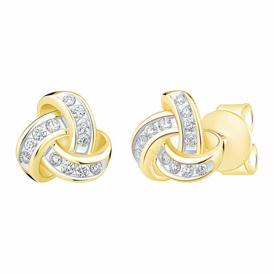 0.15ctw Round Brilliant Cut Diamond Knot Earrings, 14ct Yellow Gold
