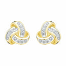 0.15ctw Round Brilliant Cut Diamond Knot Earrings, 14ct Yellow Gold