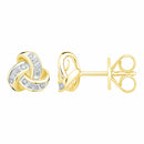 0.15ctw Round Brilliant Cut Diamond Knot Earrings, 14ct Yellow Gold