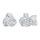 0.15ctw Round Brilliant Cut Diamond Knot Earrings, 14ct White Gold