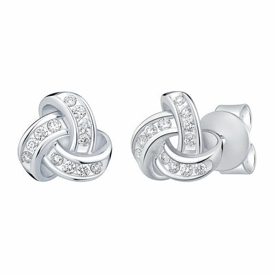 0.15ctw Round Brilliant Cut Diamond Knot Earrings, 14ct White Gold