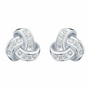 0.15ctw Round Brilliant Cut Diamond Knot Earrings, 14ct White Gold