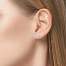 0.15ctw Round Brilliant Cut Diamond Knot Earrings, 14ct White Gold