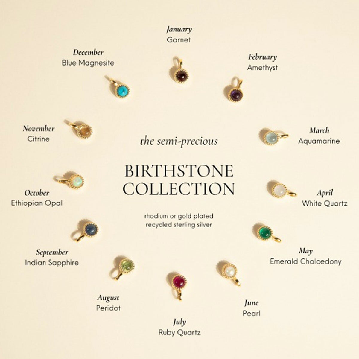 Beginnings Silver Birthstone Necklace