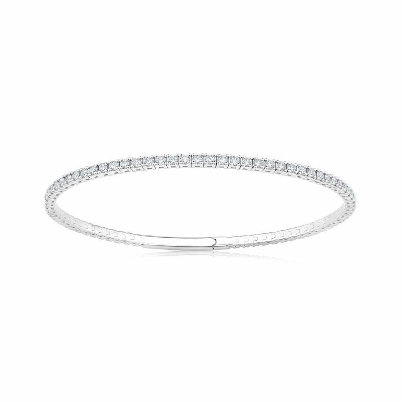 1.50ctw Round Brilliant Cut Diamond Flexi Bangle, 14ct White Gold