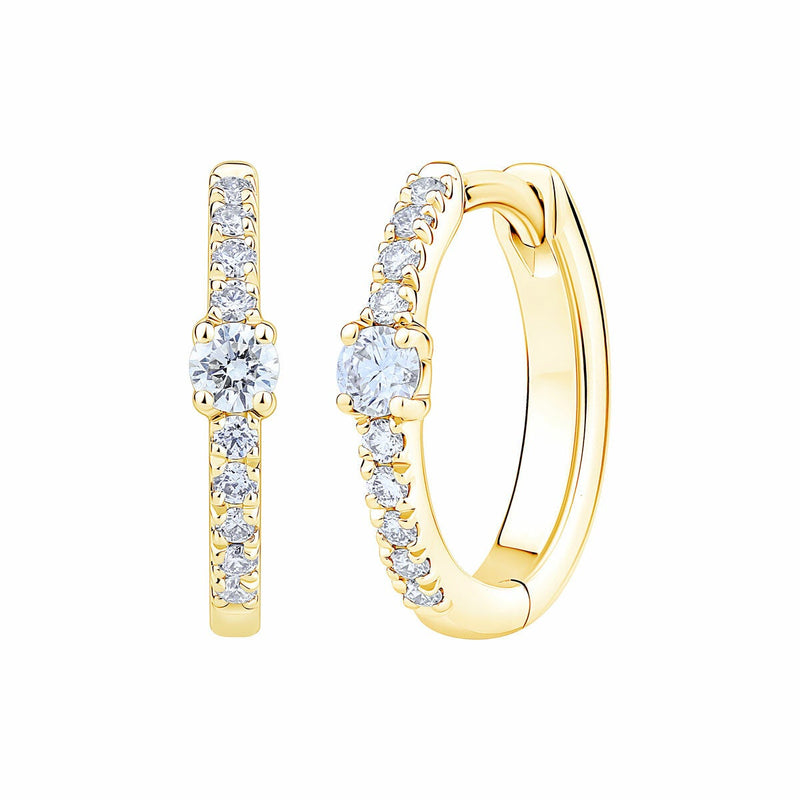 0.20ctw Round Brilliant Cut Diamond Hoop Earrings, 14ct Yellow Gold