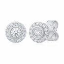 0.22ctw Round Brilliant Cut Diamond Halo Earrings, 14ct White Gold