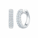 0.30ctw Round Brilliant Cut Diamond Double Row Hoop Earrings, 14ct White Gold