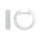 0.30ctw Round Brilliant Cut Diamond Double Row Hoop Earrings, 14ct White Gold