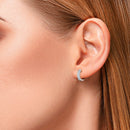 0.30ctw Round Brilliant Cut Diamond Double Row Hoop Earrings, 14ct White Gold