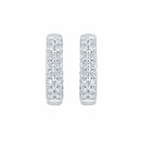 0.30ctw Round Brilliant Cut Diamond Double Row Hoop Earrings, 14ct White Gold