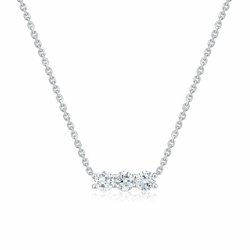 0.90ctw Round Brilliant Cut Diamond 3 Stone Pendant, 14ct White Gold