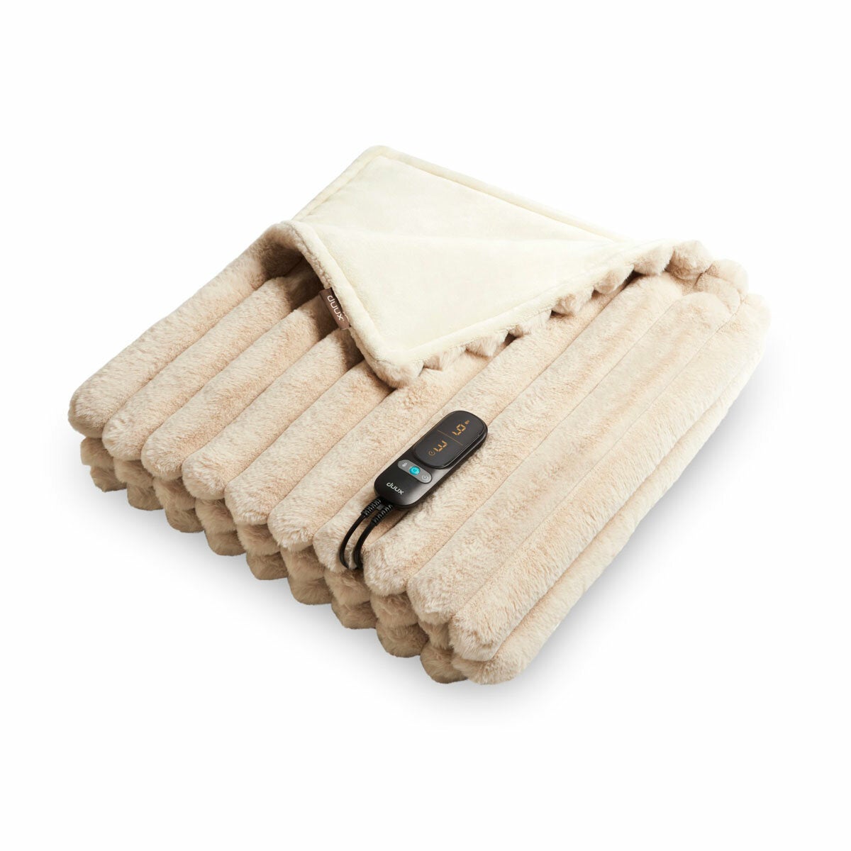 Duux Yentl Heated Faux Fur Overblanket In 2 Colours, 200 x 200 cm - Cream