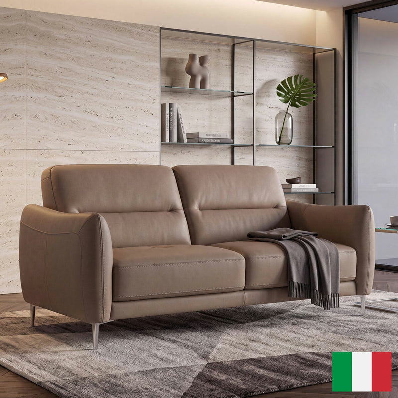 Nicoletti Jupiter Taupe Leather 2 Seater Sofa