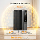 DREO DR-HSH010 9 Fins Oil Filled 2000W Radiator With LED Display