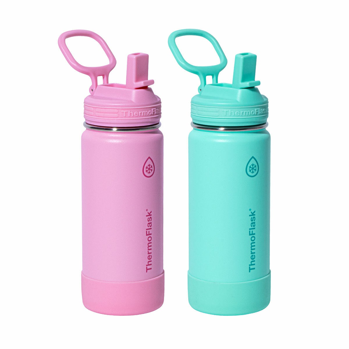 Thermoflask Stainless Steel Water Bottle 473ml, 2 Pack in 3 Colour Sets - Pink &