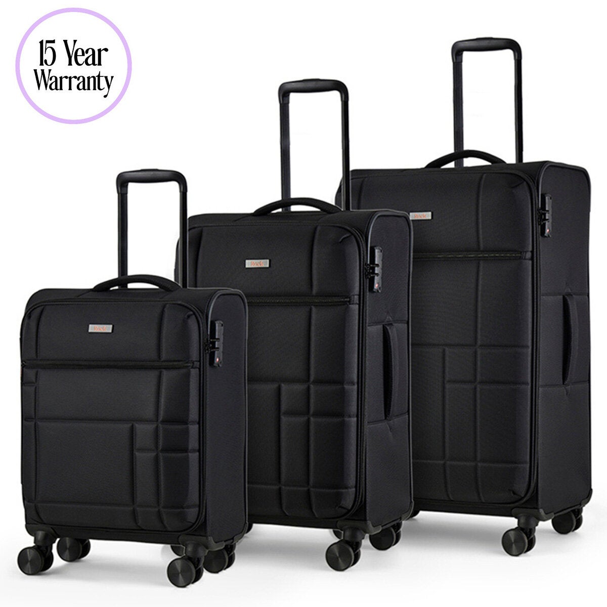 Rock Tokyo Softshell Suitcase 3pc Set in 3 Colours