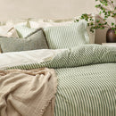Yard Hebden 100% Cotton Forest Green Stripe Duvet Cover Set in 4 Sizes
