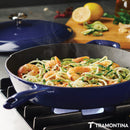 Tramontina Enamel Cast Iron Saute Pan with Lid, 30cm / 3.25L in 2 Colours - Blue