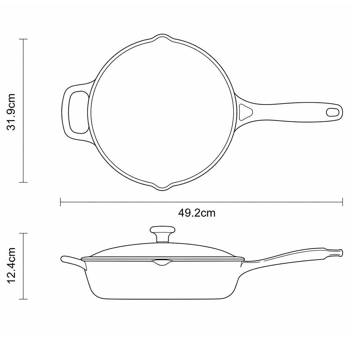 Tramontina Enamel Cast Iron Saute Pan with Lid, 30cm / 3.25L in 2 Colours