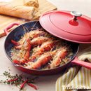 Tramontina Enamel Cast Iron Saute Pan with Lid, 30cm / 3.25L in 2 Colours - Red