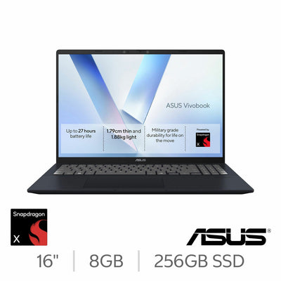 ASUS Vivobook, Snapdragon X, 8GB RAM, 256GB SSD, 16 Inch Laptop, S1607QA-MB159W