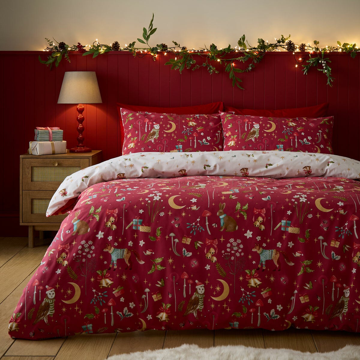 Catherine Lansfield Christmas Enchanted Twilight Reversible Duvet Cover Set In 3