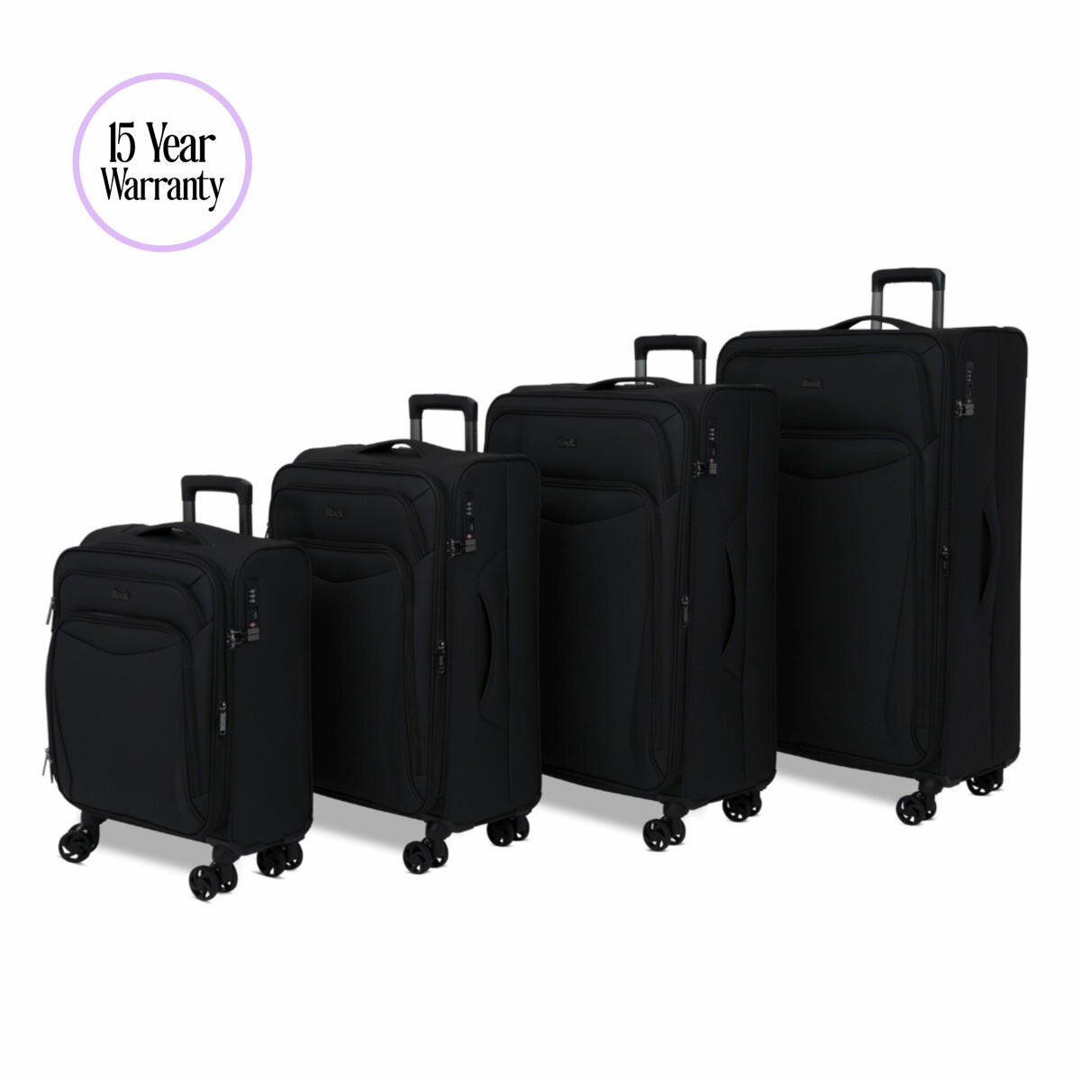 Rock Vitality Softside Suitcase 4 Piece Set in 4 Colours