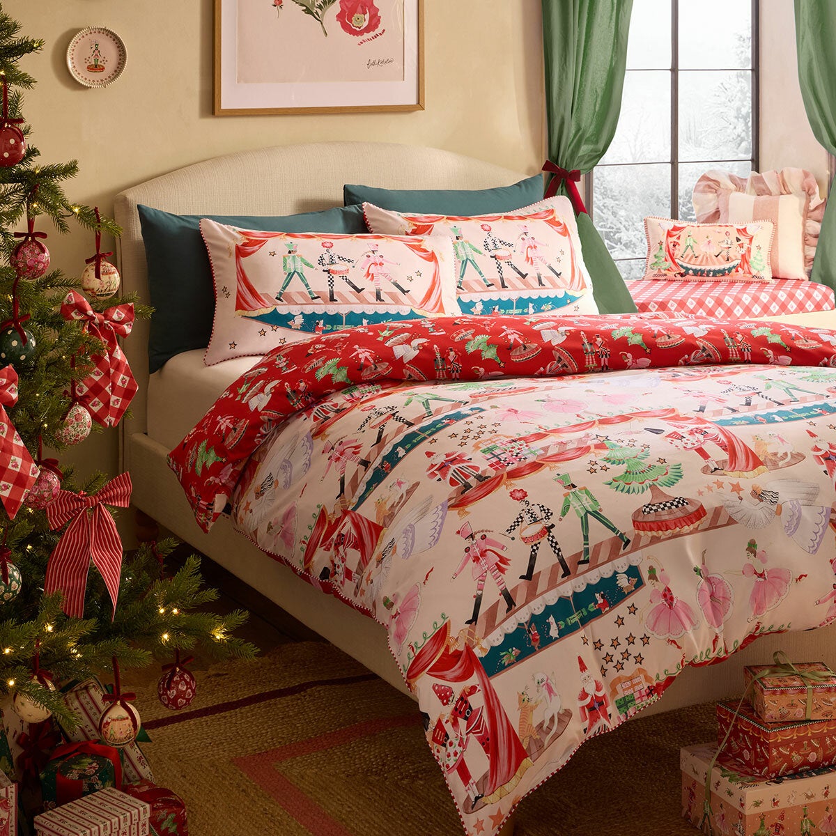Cath Kidston Christmas Nutcracker Scene Reversible Duvet Cover Set In 4 Sizes