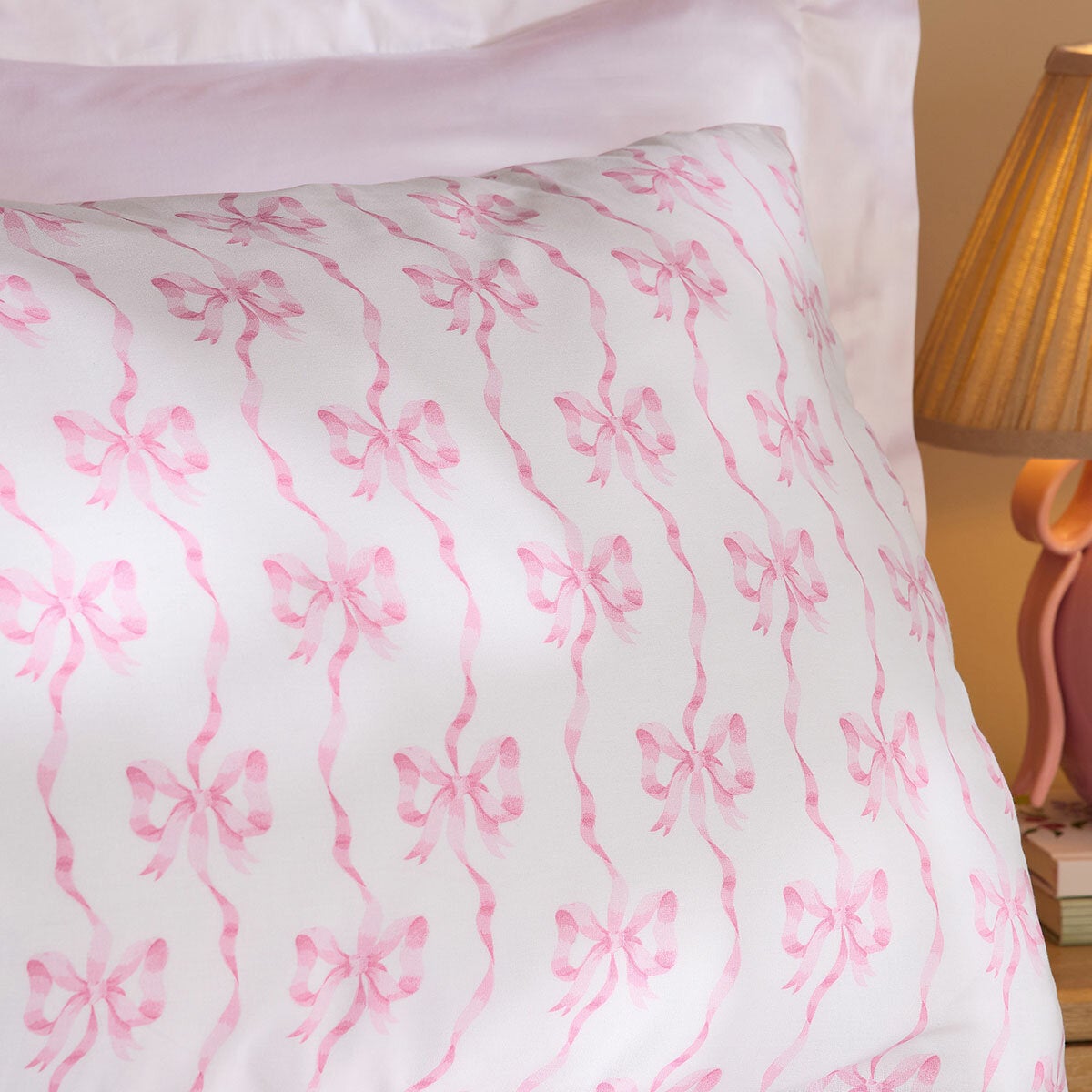 Cath Kidston Pink Ribbons And Bows Reversible Cotton Duvet Cover Set In 4 Sizes