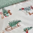 Catherine Lansfield Brushed Cotton Christmas Dogs Reversible Duvet Cover Set In 