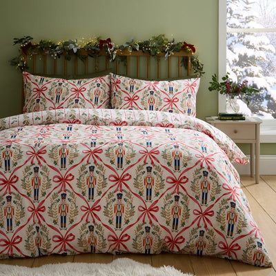Catherine Lansfield Christmas Nutcracker Bows Reversible Duvet Cover Set In 3 Si