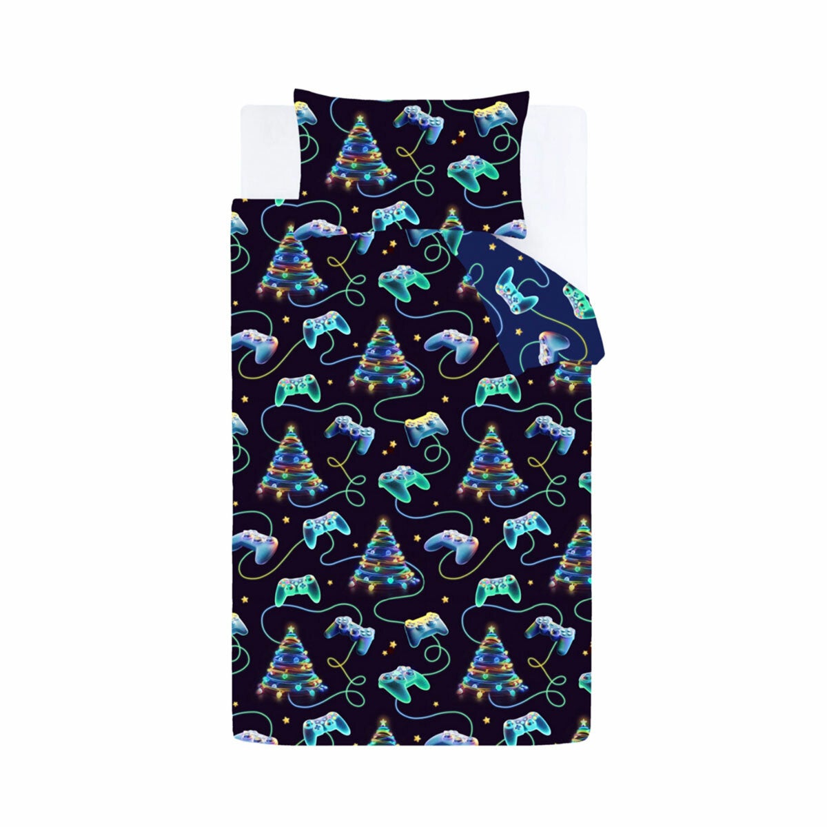 Catherine Lansfield Navy Christmas Gamer Duvet Cover Set In 2 Sizes
