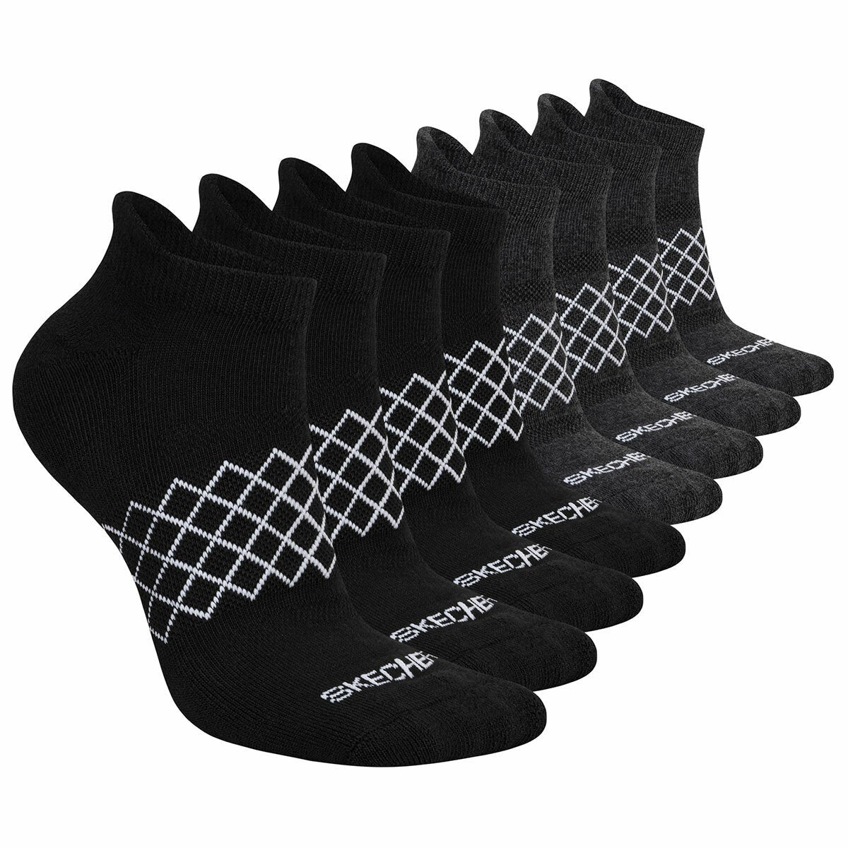 Skechers Women's No Show Sock 8 Pack - Black