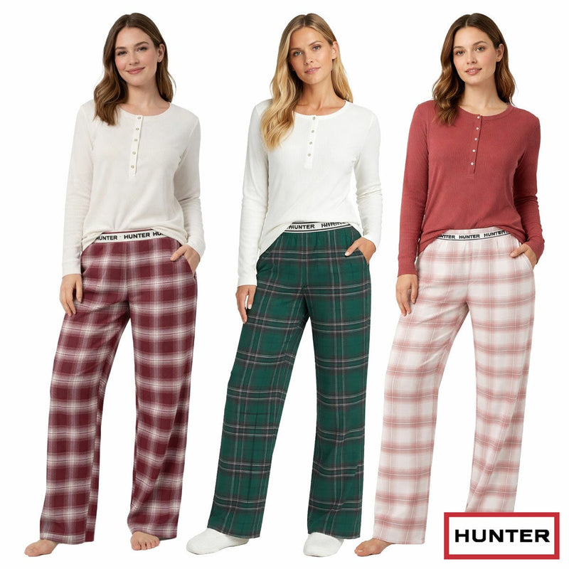 Hunter Women's Plaid Trouser & Waffle Top Pyjama Set